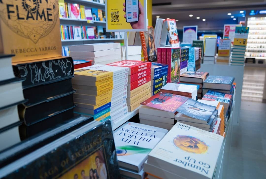 a store filled with lots of books on top of shelves